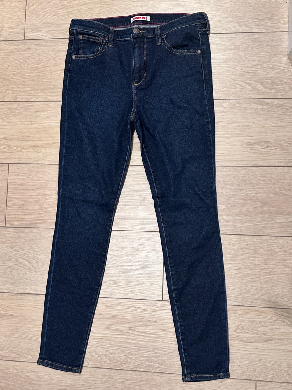 Johnny Was High Rise Skinny Jeans Dark Indigo 28
